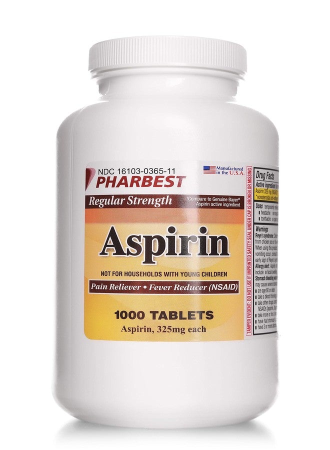 PHARBEST Aspirin 325 mg | Regular Strength | 1000 Count Uncoated Tablets - Image 2
